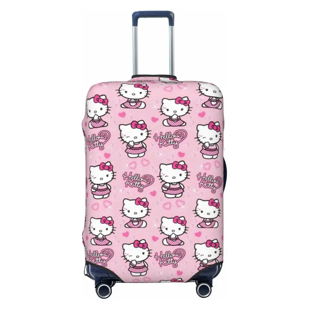 Custom Girls Kitten Classical Printing Luggage Cover Elastic Cute KT Cat Travel Suitcase Protective Covers Fits 18-32 Inch