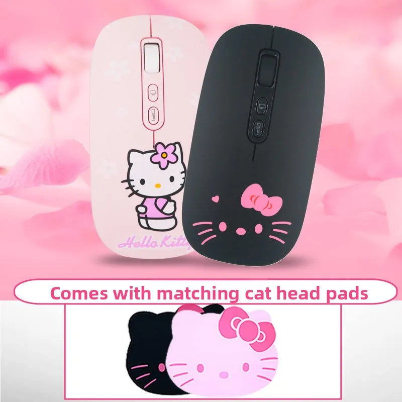 Cute cartoon character Hello kitty wireless Bluetooth dual-mode mouse Cute and fun rechargeable universal mouse Holiday gift