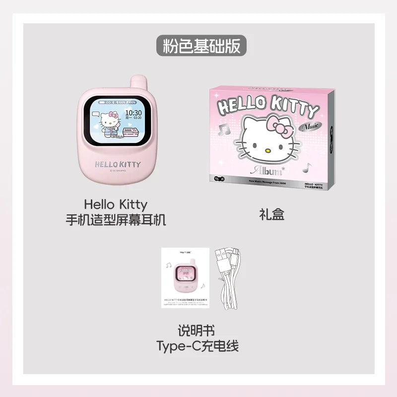 Martube Sanrio Hello Kitty Screen Display Smart Bluetooth Earbuds In-Ear Hi-Fi Sound Noise Cancelling Headset Birthday Toy Gift