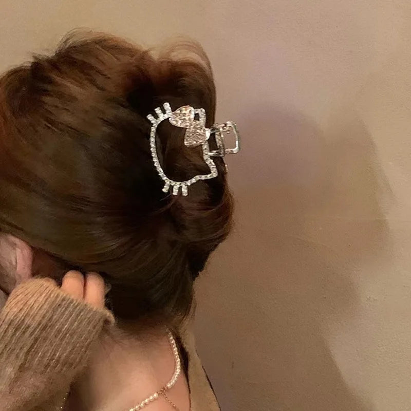 Hello Kitty Crystal Shark Hair Clip – Sparkling Rhinestone Hair Claw for Women & Girls