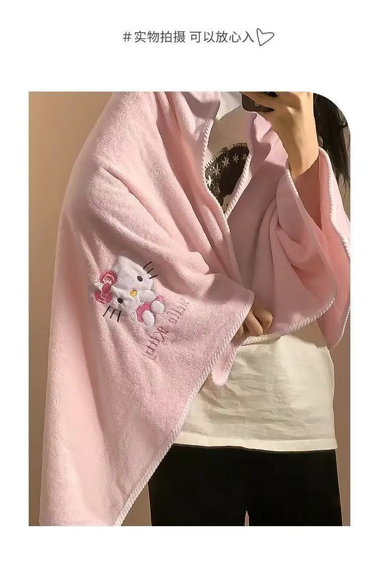 Sanrio Hello Kitty & My Melody Bath Towel Set – Ultra Soft Coral Fleece 2-Piece Quick Dry Towels