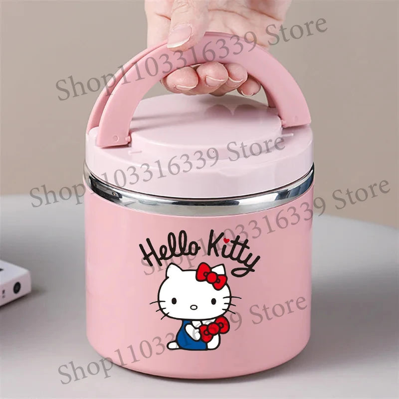 Sanrio HelloKitty Female Thermal Lunch Box Woman Bento Box Student Portable Food Container Cartoon Letter Printed Picnic Case
