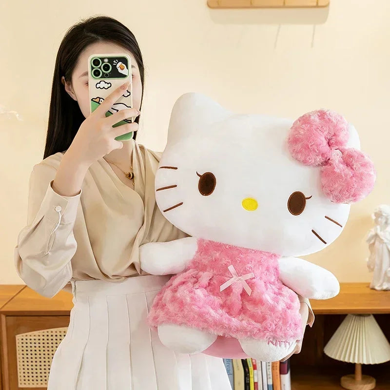 35cm Sanrio Hello Kitty & My Melody Plush Doll – Kawaii Rose Soft Stuffed Pillow Toy for Kids & Gifts