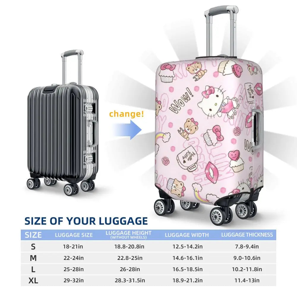 Custom Girls Kitten Classical Printing Luggage Cover Elastic Cute KT Cat Travel Suitcase Protective Covers Fits 18-32 Inch