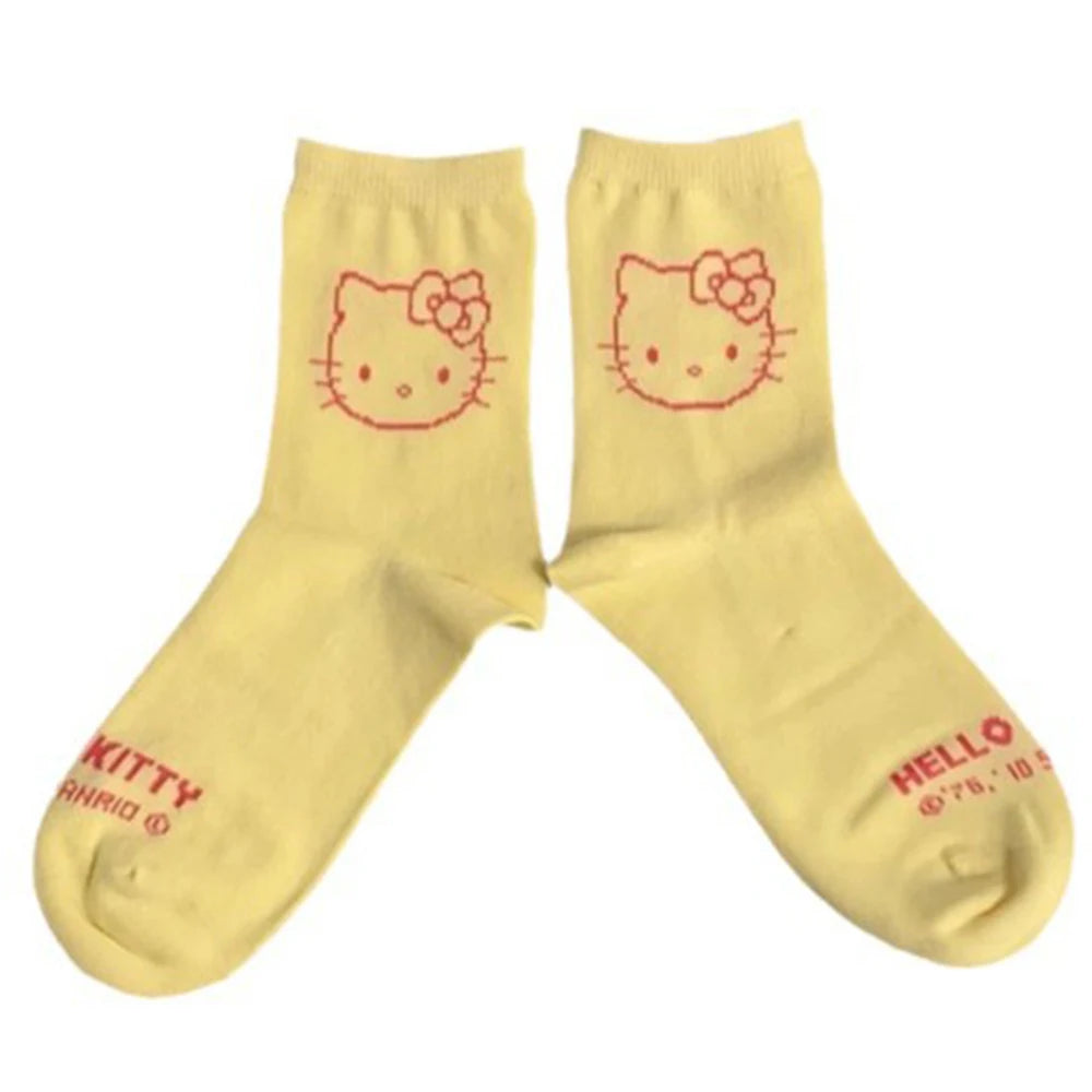 3 Pairs Hello Kitty Girls Socks – Kawaii Cat Socks for Everyday Wear, Yoga & Cycling