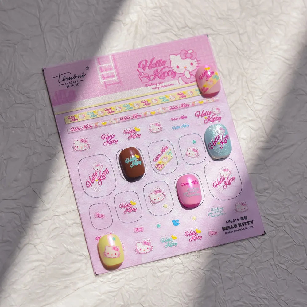 1PCS New Color Laser Hello Kitty Cartoon 5D Nail Stickers Sanrio Cinnamoroll Pochacco Nail Art Supplies DIY Nail Art Stickers