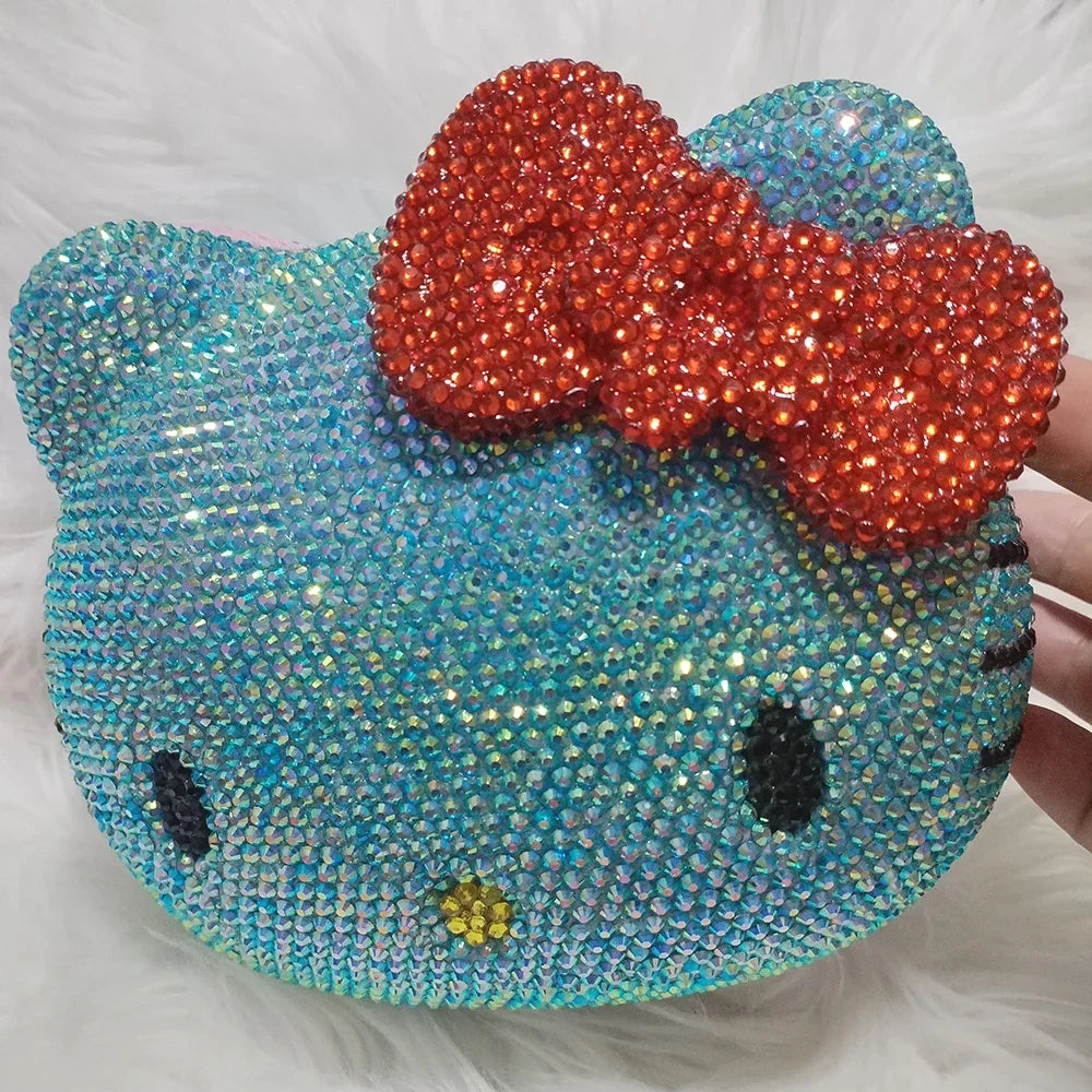 Hello Kitty Rhinestone Bling Leather Mini Bag – Cute Organizer for Earphones, Cables & Small Accessories