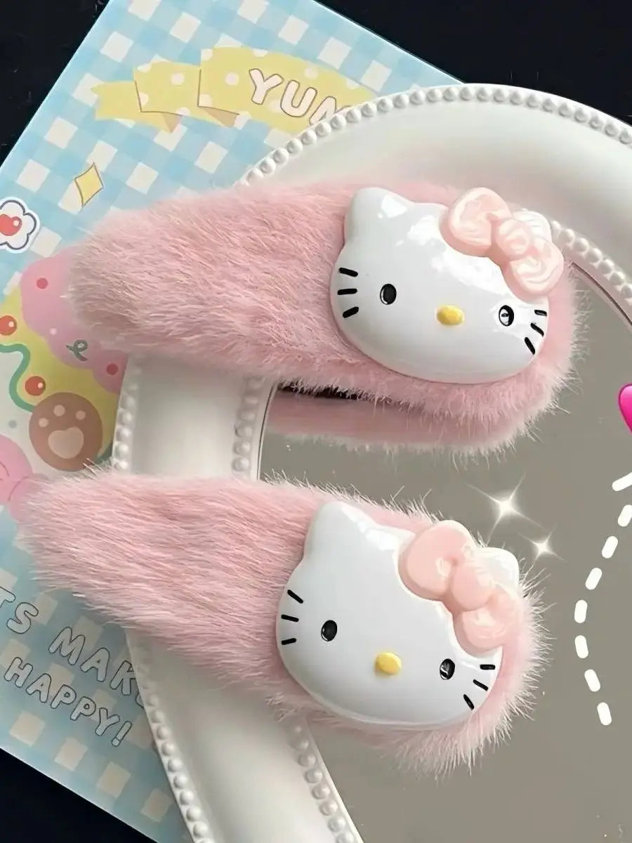 15Pcs/Set Hello Kitty Hair Clip Anime Pink Hairpin Girl's Barrettes Bangs Clip Women's Girls KT Cat Cute Side Hairpin Hair Rope