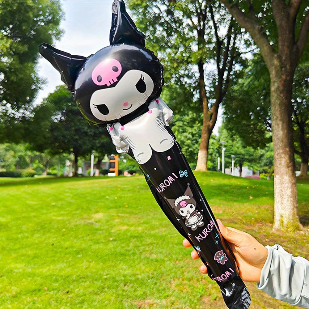 16pcs Hello Kitty Kuromi Melody Balloon Stick Foil Balloons Set Girl Happy Birthday Party Concert Atmosphere Props Gifts