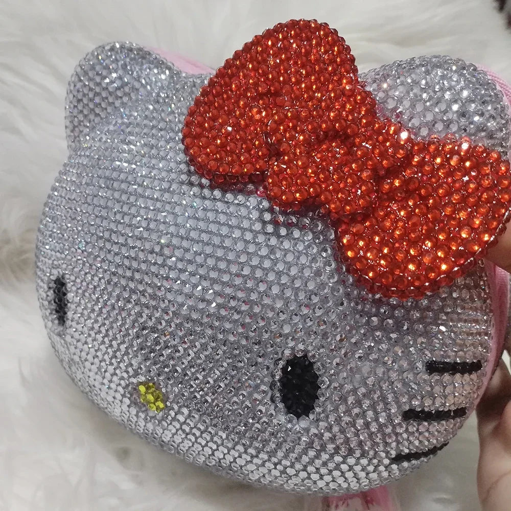 Hello Kitty Rhinestone Bling Leather Mini Bag – Cute Organizer for Earphones, Cables & Small Accessories