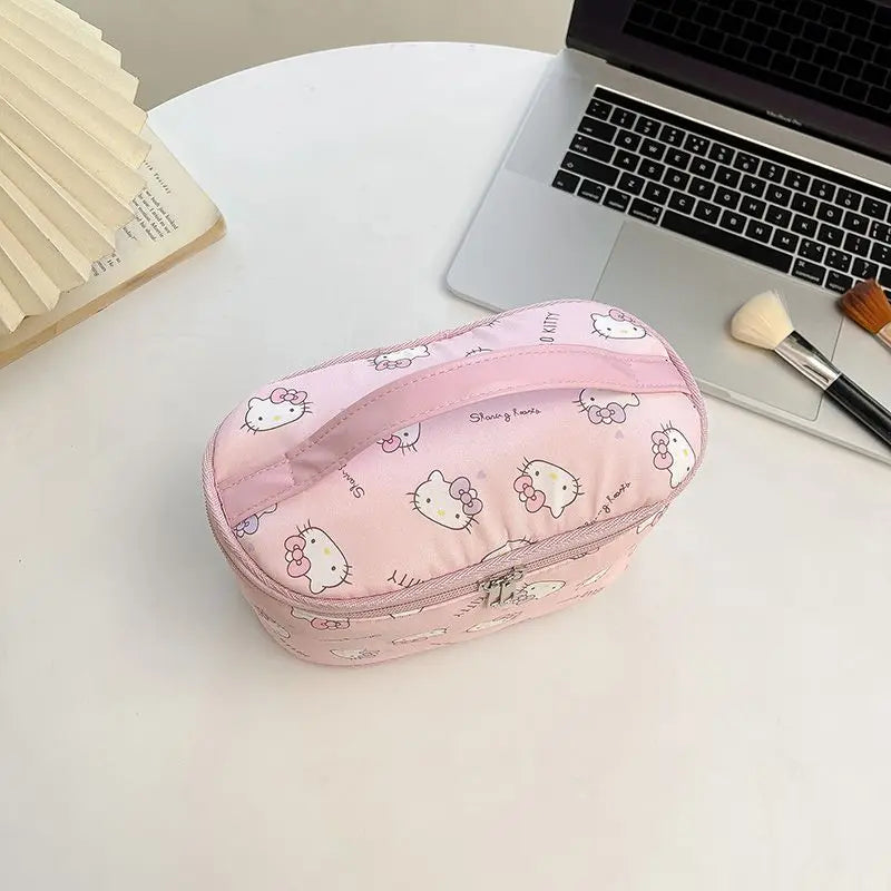 Hello Kitty Large Capacity Travel Makeup Bag – Portable Cosmetic & Toiletry Organizer with Compartments