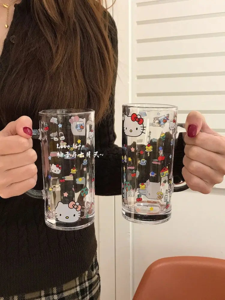 Sanrio Hello Kitty Glass Cup Yanzhijia Party Atmosphere Beer Mug Fashion Simple Cartoon Send To Friends Birthday Gift Cute 2026