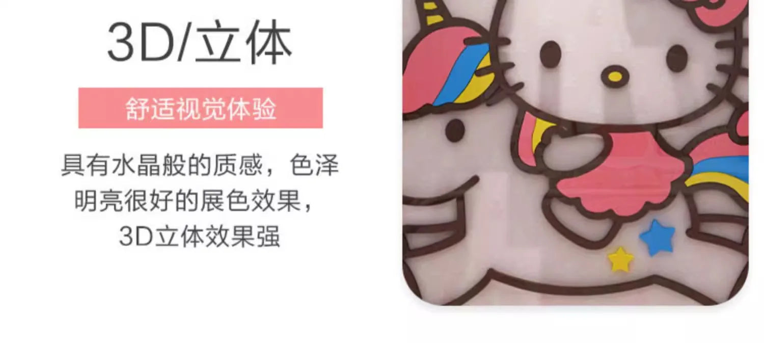 Sanrio Hello Kitty Room Decor Acrylic 3D Wall Sticker Self-Adhesive Cute Children Background Wall Decorative Painting Kid Gifts