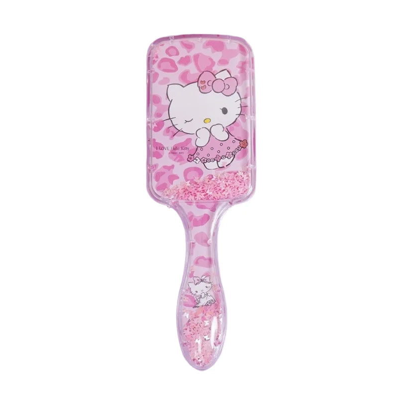HelloKitty Combs Glitter Sequins Hair Brush Cartoon Floating Quicksand Detangling Air Cushion Combs Hair Care Tool Girl Gifts