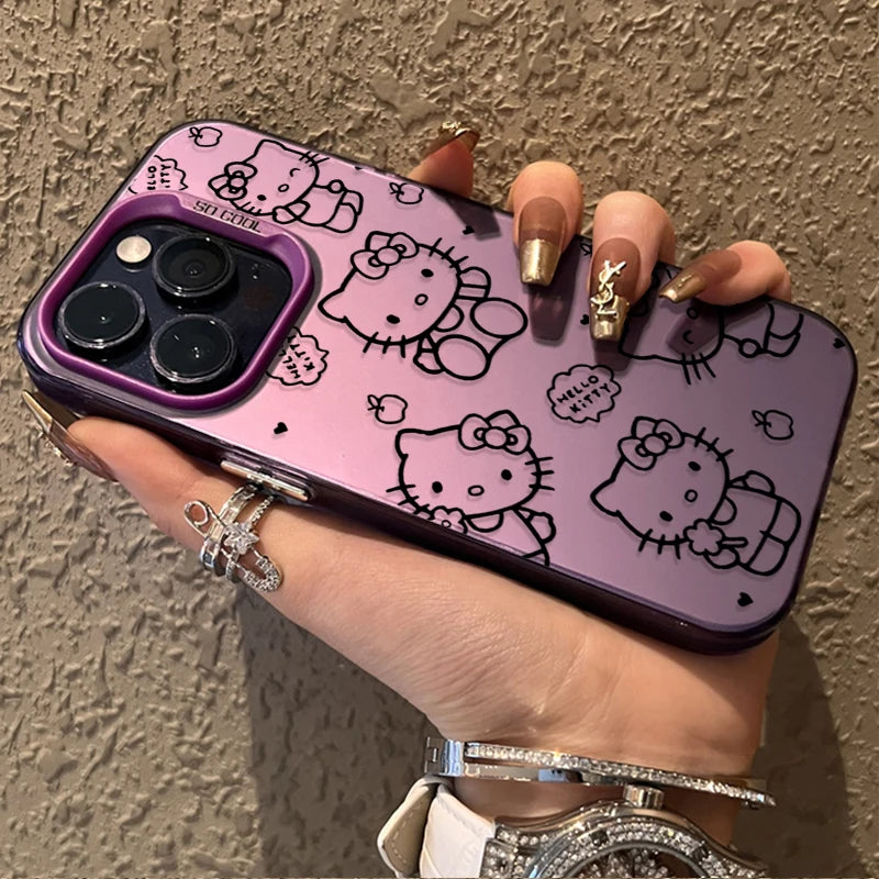 Lovely Lines Hello Kitty Phone Case for IPhone 17 16 15 14 13 12 11 Pro Max Plus 17 Air 16E X XR XS Max Shockproof Back Cover