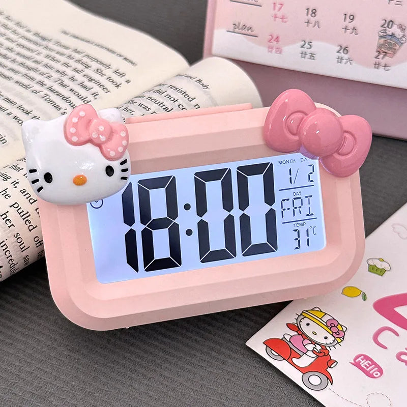 Hello Kitty Mini Night Light Alarm Clock Cute Timer Multi Functional Portable Desk Clock Birthday Gift Holiday Gift