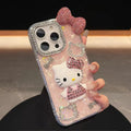 3D Hello Kitty Bling Glitter Phone Case – Sparkly Hard Protective Cover for iPhone 11, 12, 13, 14, 15, 16 & 17 Pro Max