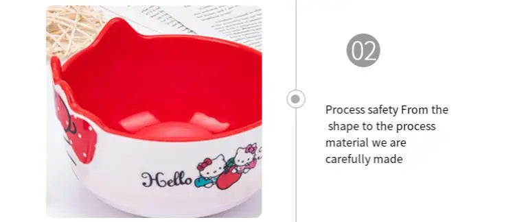 Kitty Unbreakable Kids Bowl with Large Capacity BPA-Free Dishwasher Safe Heat-Resistant Melamine Baby Tableware for Kids Adults