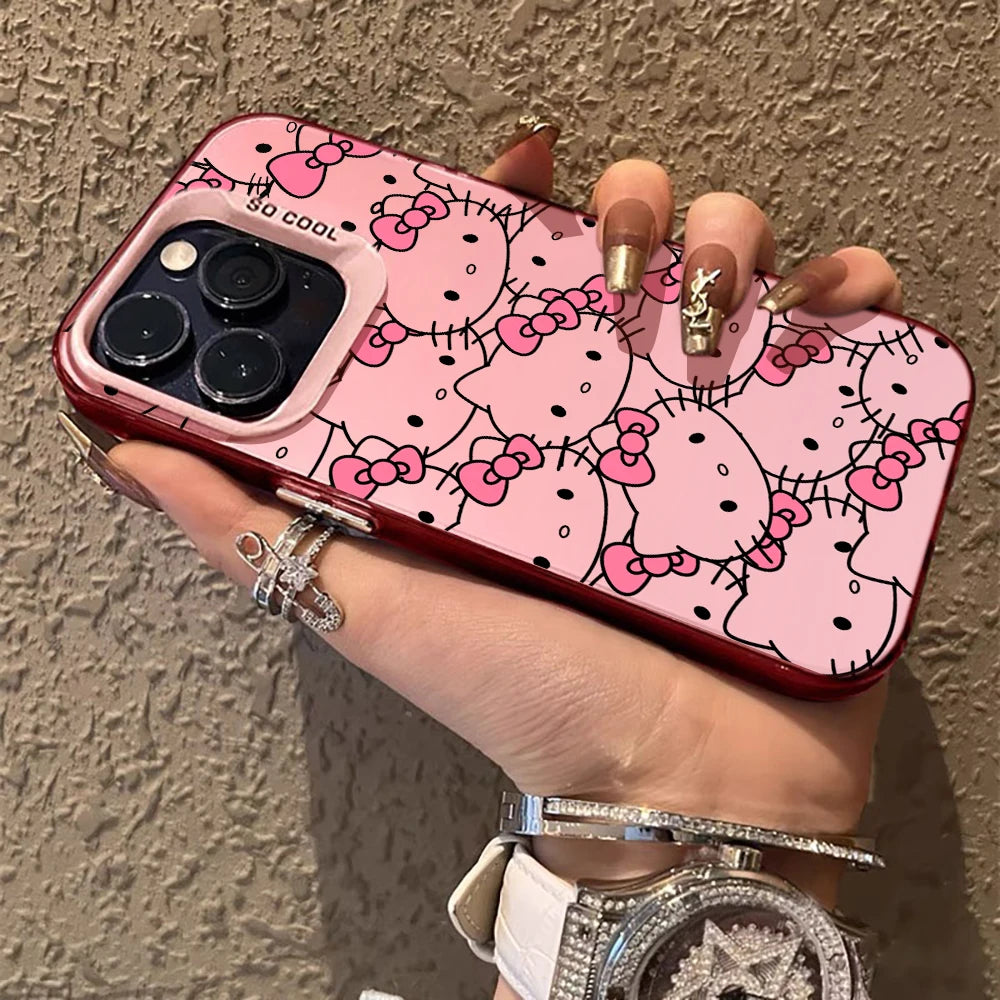Phone Case for iPhone 17 16 Pro 15 14 ProMax Sanrio Cartoon Hello Kitty Matte XR X XS 7 8 13 14 Pro Max 15 Plus IMD Laser Cover