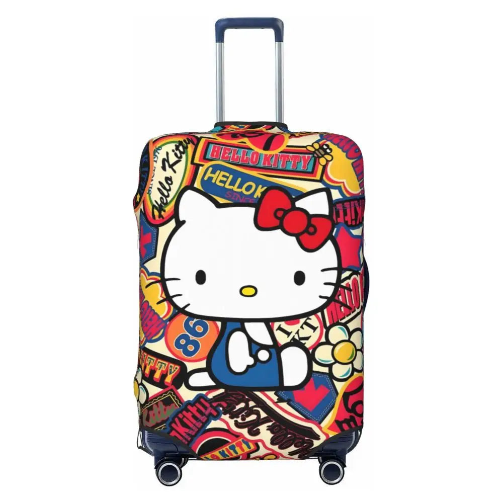 Custom Girls Kitten Classical Printing Luggage Cover Elastic Cute KT Cat Travel Suitcase Protective Covers Fits 18-32 Inch