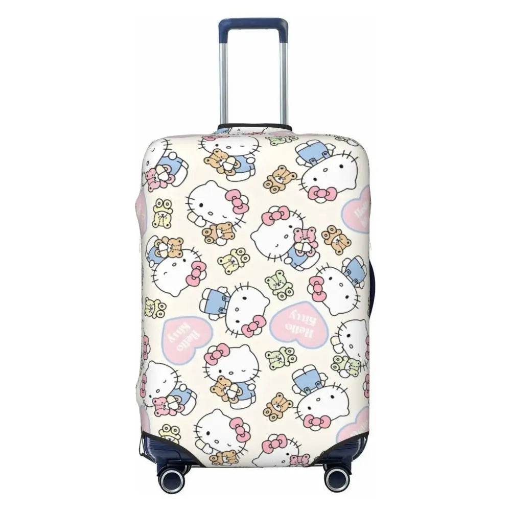 Custom Girls Kitten Classical Printing Luggage Cover Elastic Cute KT Cat Travel Suitcase Protective Covers Fits 18-32 Inch