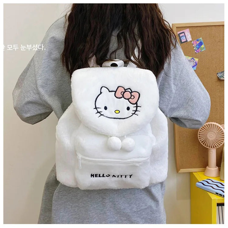 Sanrio Plush Backpack Cartoon Kuromi Melody Cute Backpack Female Sweet Backpack Doll Bag