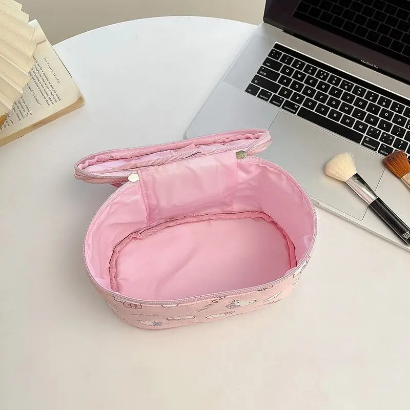 Hello Kitty Large Capacity Travel Makeup Bag – Portable Cosmetic & Toiletry Organizer with Compartments
