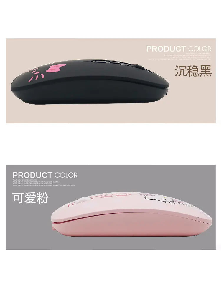 Cute cartoon character Hello kitty wireless Bluetooth dual-mode mouse Cute and fun rechargeable universal mouse Holiday gift
