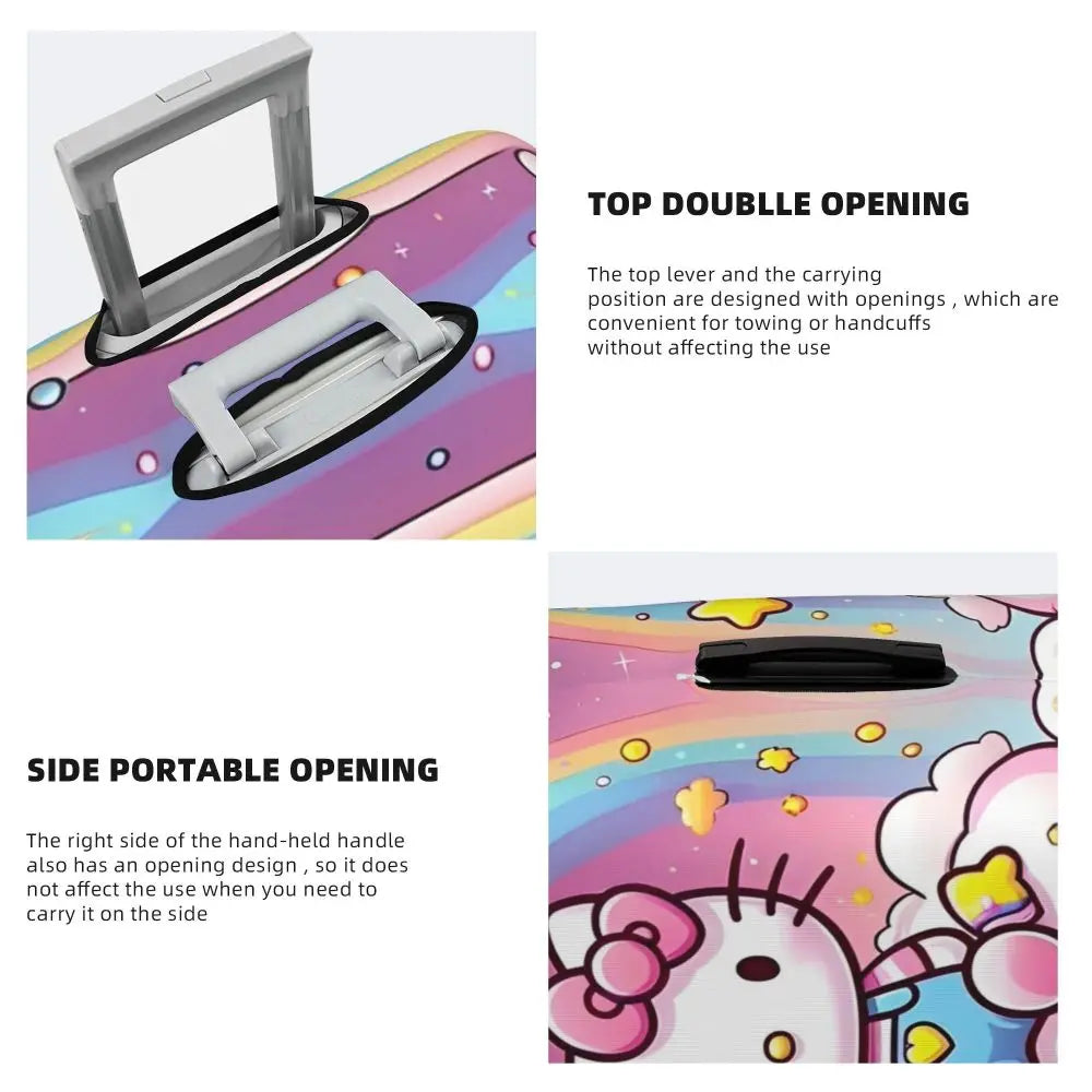 Custom Girls Kitten Classical Printing Luggage Cover Elastic Cute KT Cat Travel Suitcase Protective Covers Fits 18-32 Inch