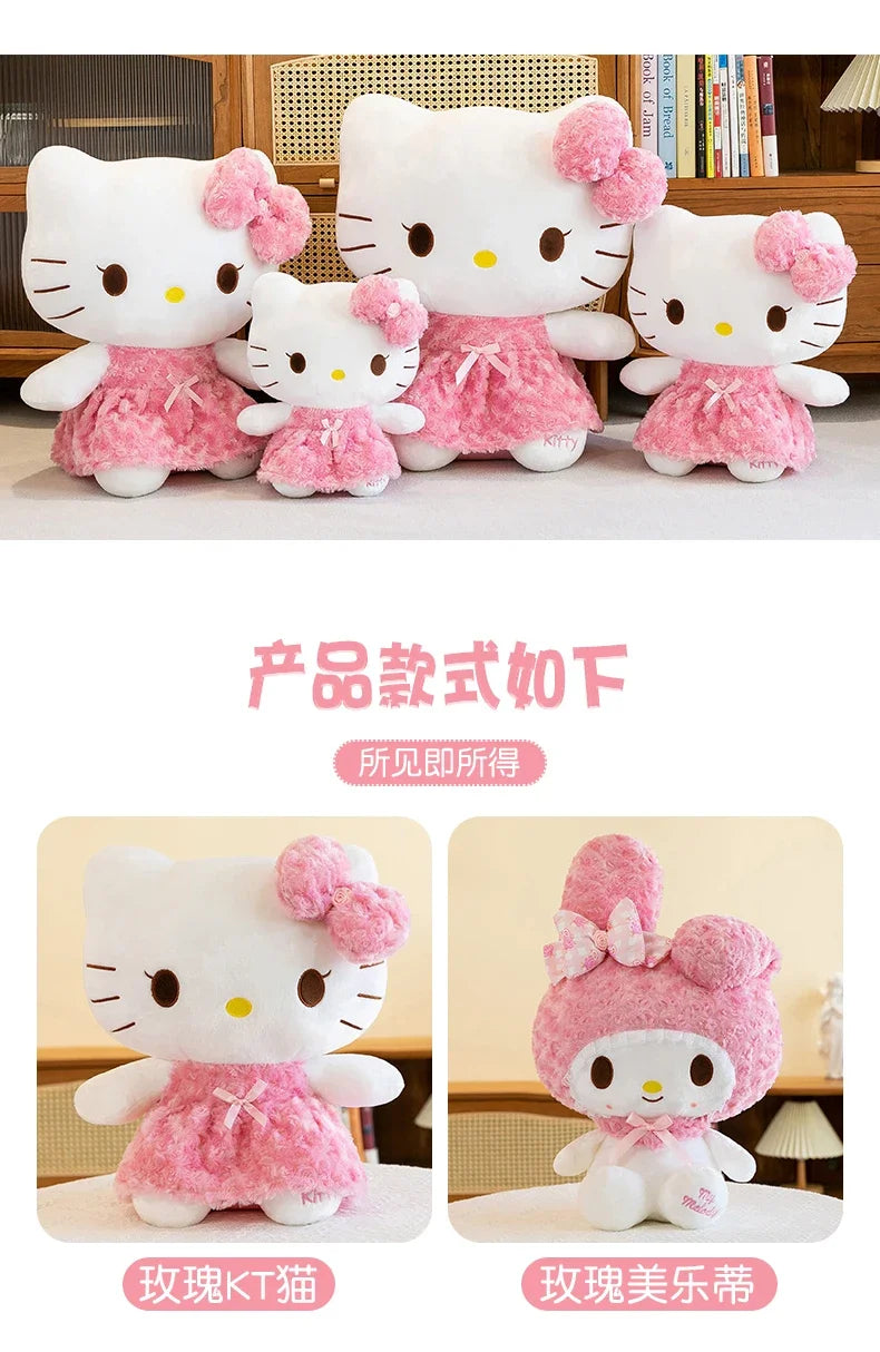 35cm Sanrio Hello Kitty Kawaii Rose My Melody Plush Toy Anime Cartoon Anime Big Size Soft Stuffed Doll Pillow Kids Birthday Gift