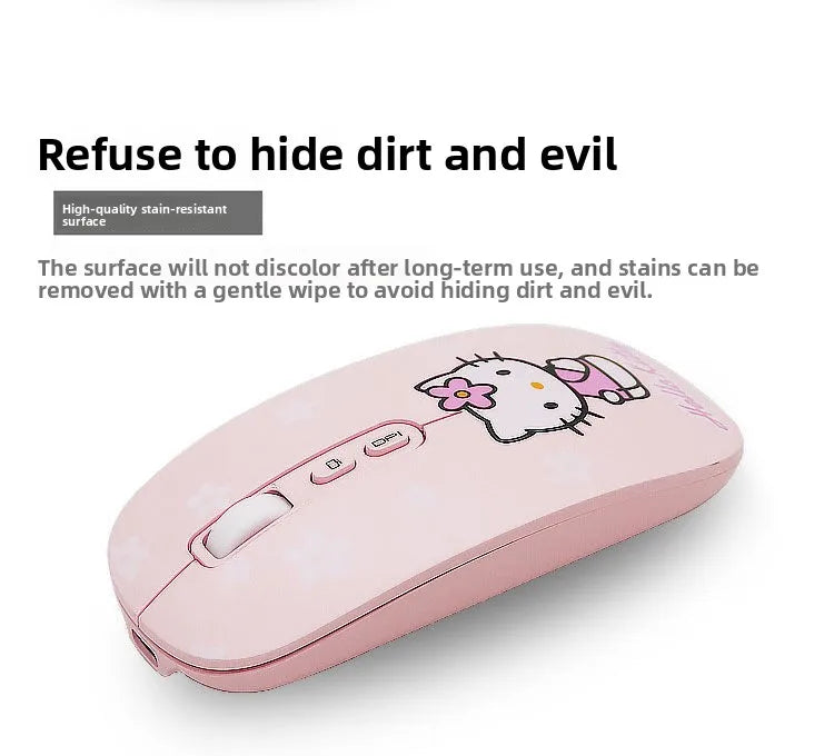 Cute cartoon character Hello kitty wireless Bluetooth dual-mode mouse Cute and fun rechargeable universal mouse Holiday gift