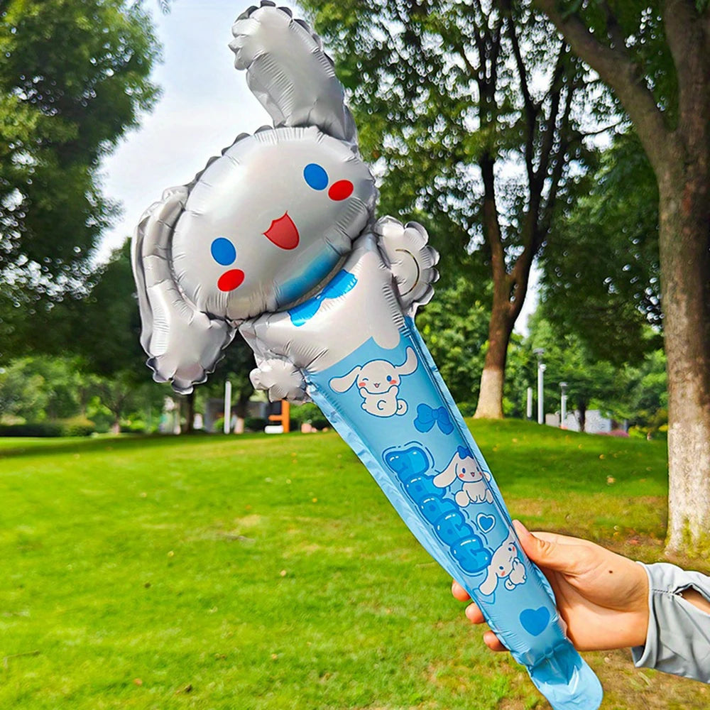 16pcs Hello Kitty Kuromi Melody Balloon Stick Foil Balloons Set Girl Happy Birthday Party Concert Atmosphere Props Gifts