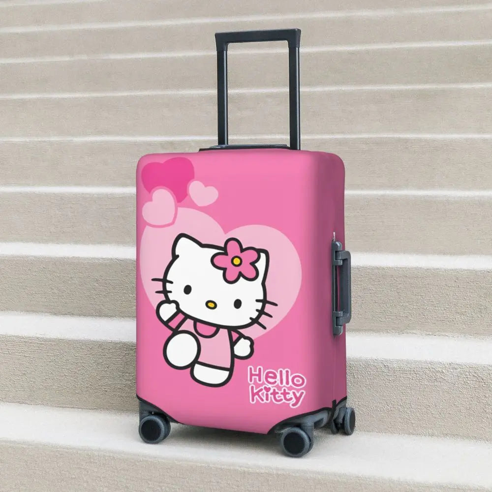 Custom Girls Kitten Classical Printing Luggage Cover Elastic Cute KT Cat Travel Suitcase Protective Covers Fits 18-32 Inch