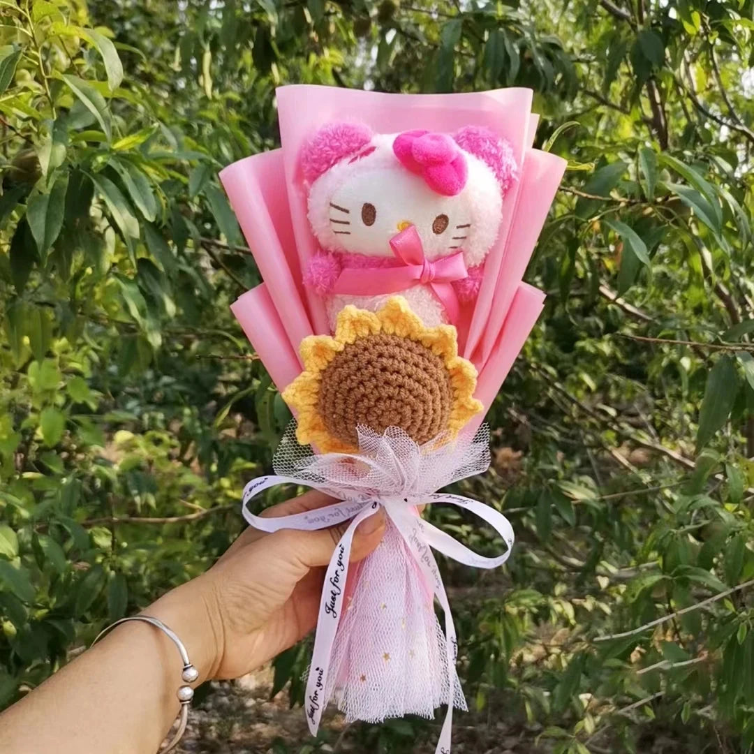 Hello Kitty Cartoon Plush Bouquet – Rose Flower Doll Arrangement for Home Decor & Gift (Valentine’s, Christmas & Wedding)