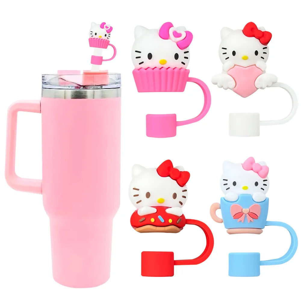 10mm Straw Cap Hello Kitty Straw Cover Water Cup Dustproof Straw Cover Food Grade Recyclable Y2k Fashion Toy Anime Cartoon Frind