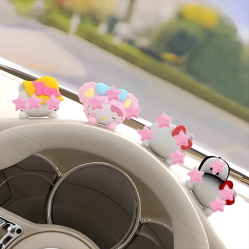 5PCS Hello Kitty Car Decoration Set – Kawaii Dashboard Ornaments & Cute DIY Car Interior Display Accessories