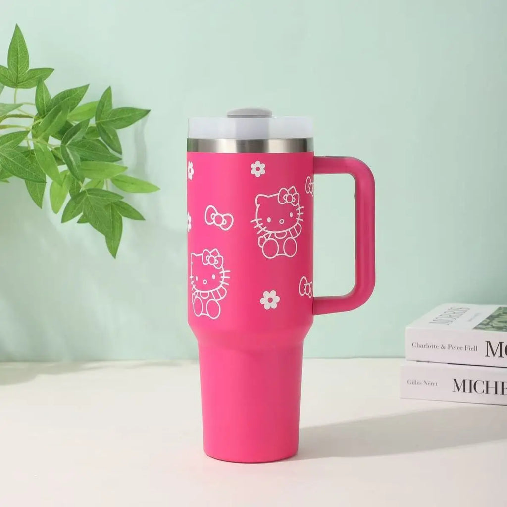 Hello Kitty Stainless Steel Insulated Straw Cup – Cute Vacuum Water Bottle for Hot & Cold Drinks