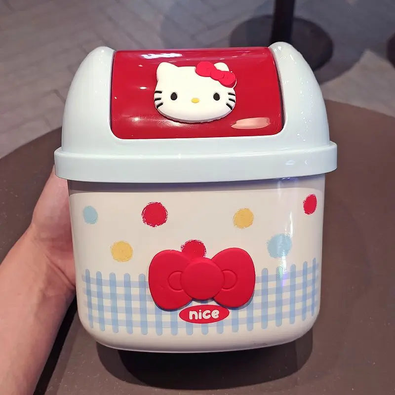 Cute Hello Kitty Flip-Top Desktop Trash Can – Mini Storage Bin for Office, Home & Kids Room
