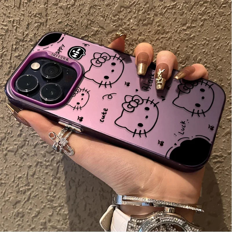 Lovely Lines Hello Kitty Phone Case for IPhone 17 16 15 14 13 12 11 Pro Max Plus 17 Air 16E X XR XS Max Shockproof Back Cover