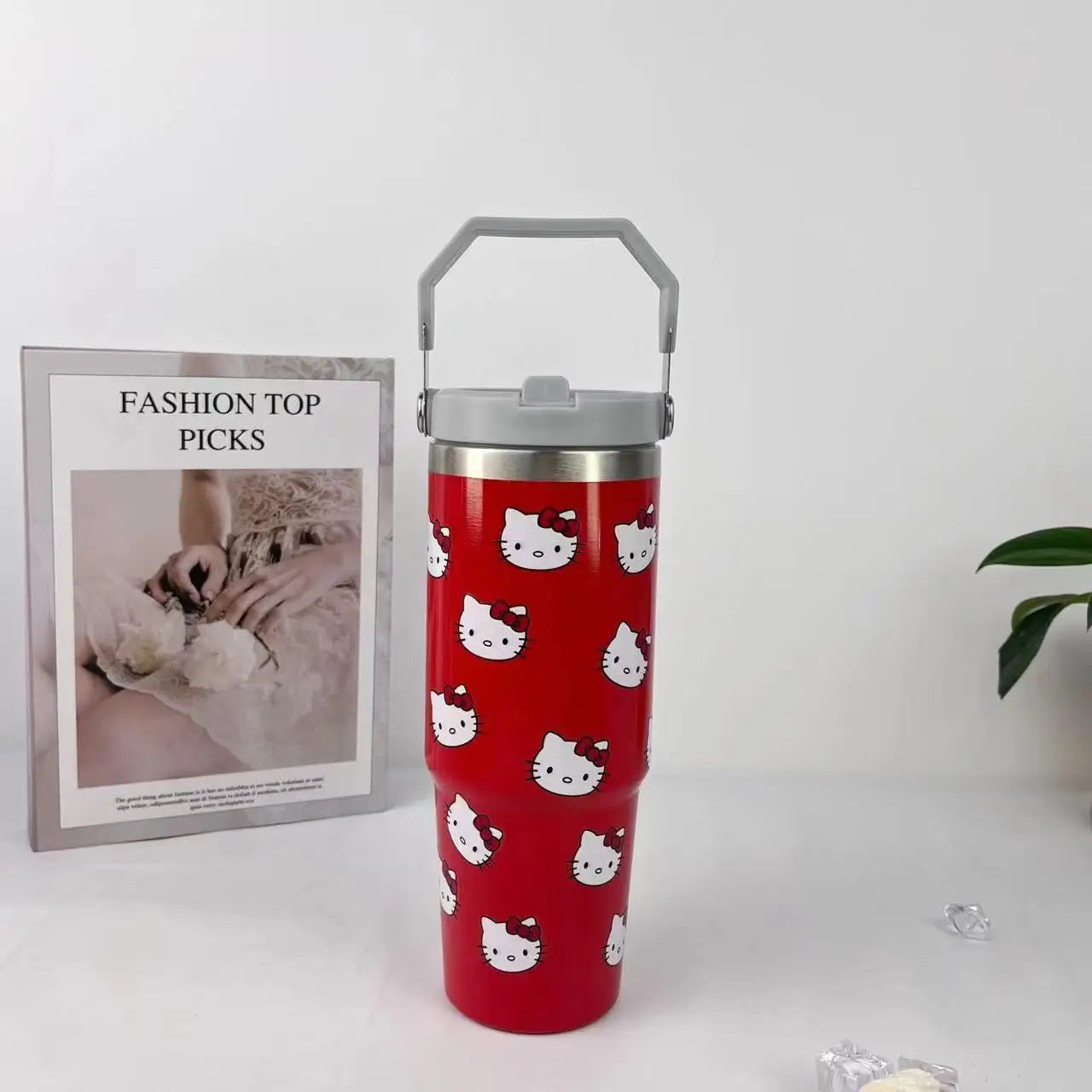 New 40oz Hello Kitty Insulated Tumbler – Stainless Steel Vacuum Thermal Water Bottle – Large Capacity Travel Flask for Women & Men
