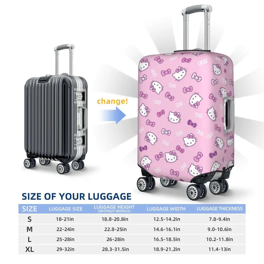 Custom Girls Kitten Classical Printing Luggage Cover Elastic Cute KT Cat Travel Suitcase Protective Covers Fits 18-32 Inch