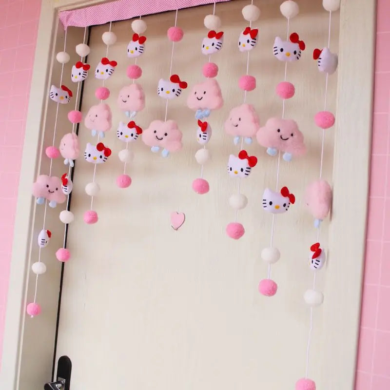 Sanrio Hello Kitty Cute Kawaii Cartoon Room Decoration Sweet Creative Animation Peripheral Partition Curtain Room Decoration
