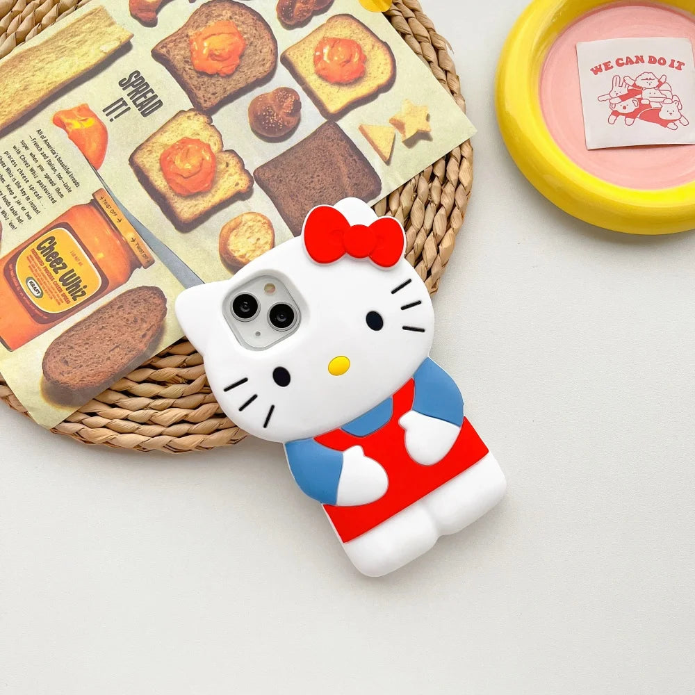 Hello Kitty 3D Silicone Soft Phone Case For iPhone 17 Pro 16 Plus 15 14 13 12 Mini 11 Pro Max XR X XS 7 8 Shockproof Phone Cover