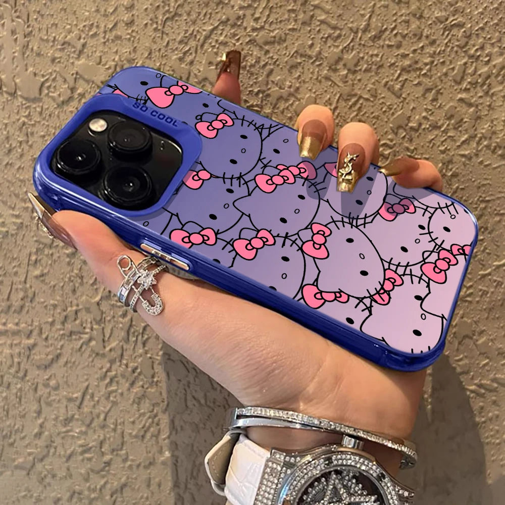 Phone Case for iPhone 17 16 Pro 15 14 ProMax Sanrio Cartoon Hello Kitty Matte XR X XS 7 8 13 14 Pro Max 15 Plus IMD Laser Cover