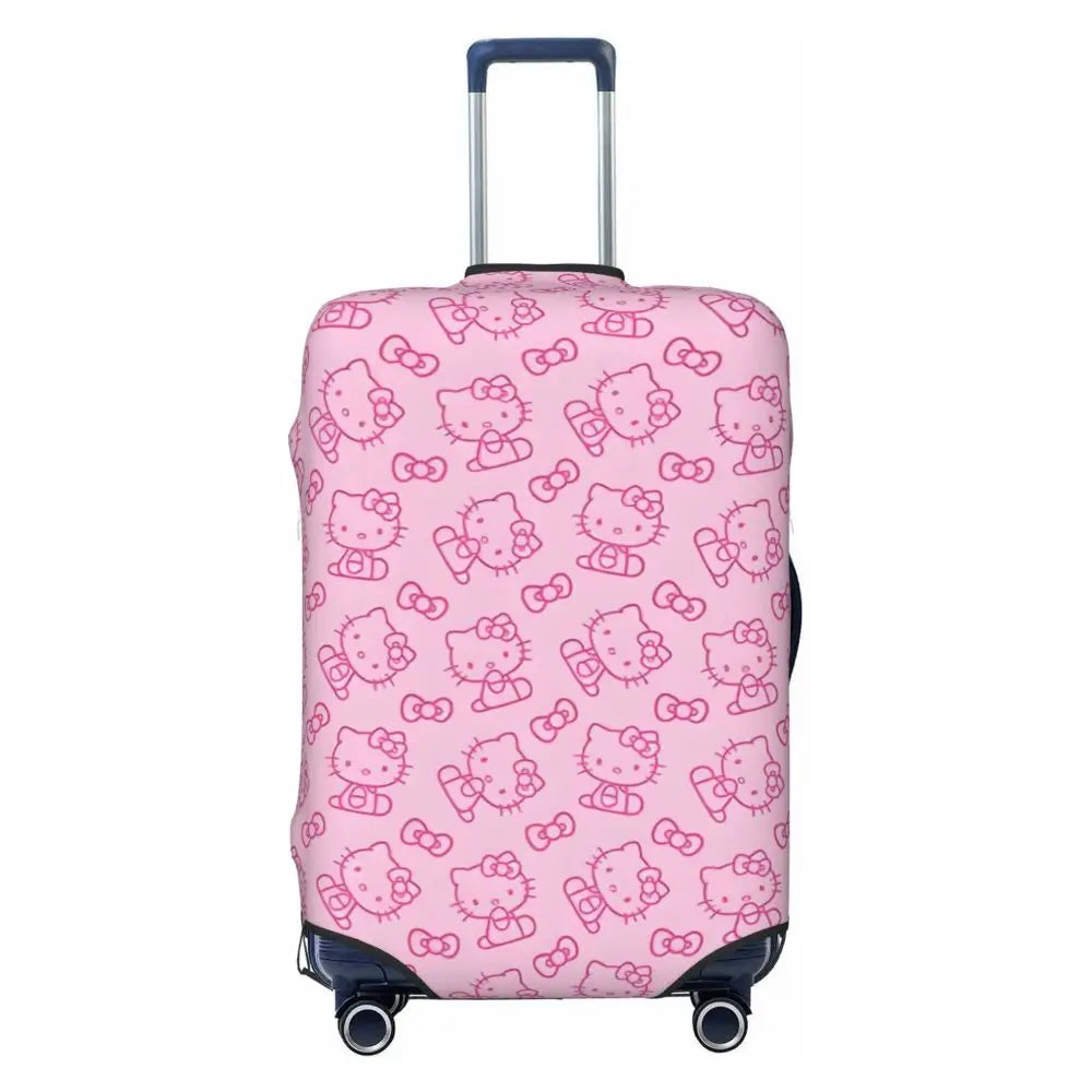 Custom Girls Kitten Classical Printing Luggage Cover Elastic Cute KT Cat Travel Suitcase Protective Covers Fits 18-32 Inch