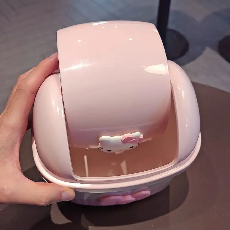 Cute Hello Kitty Flip-Top Desktop Trash Can – Mini Storage Bin for Office, Home & Kids Room