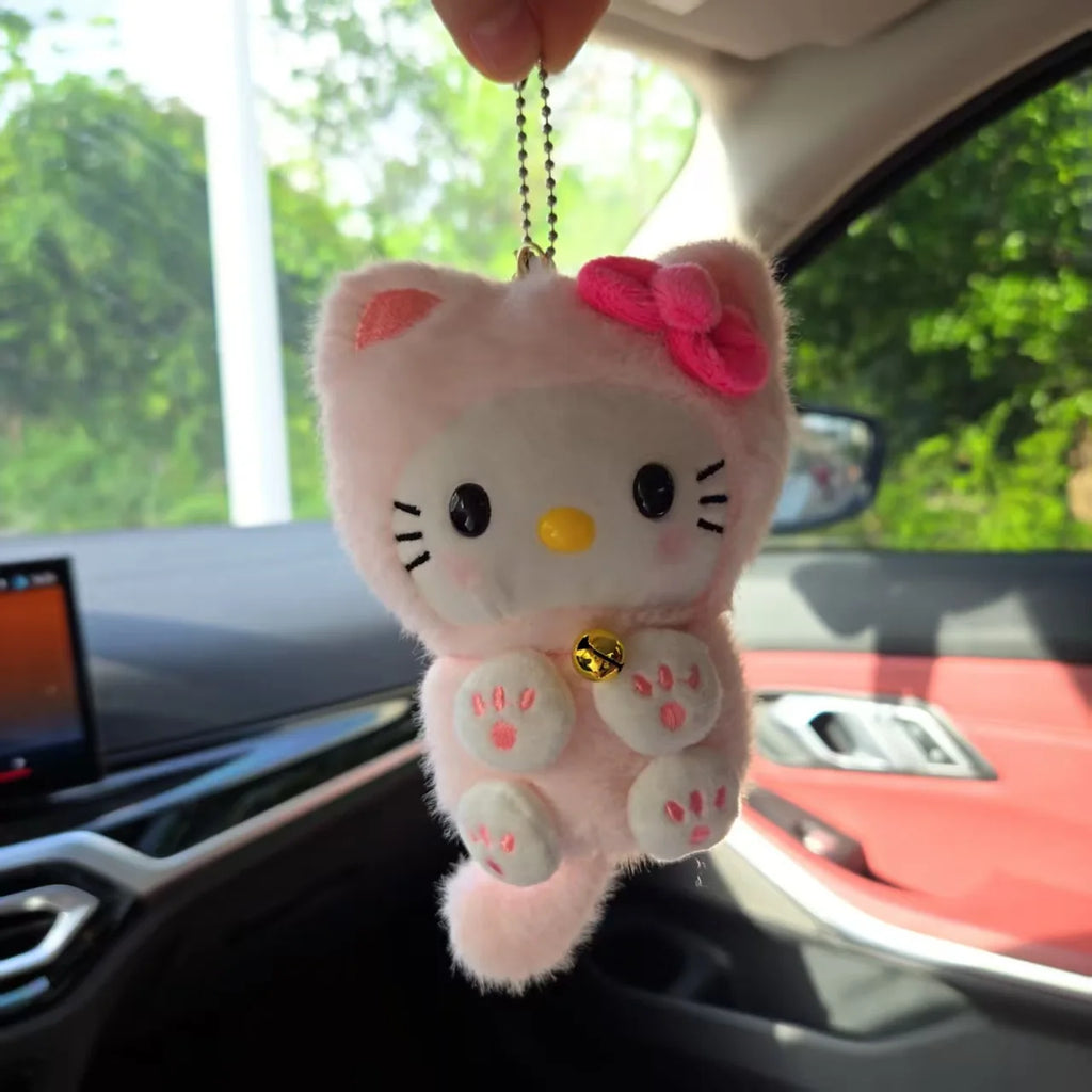 Hello Kitty White & Pink  Plush Bag Charm – Cute Kawaii Keychain & Soft Stuffed Accessory