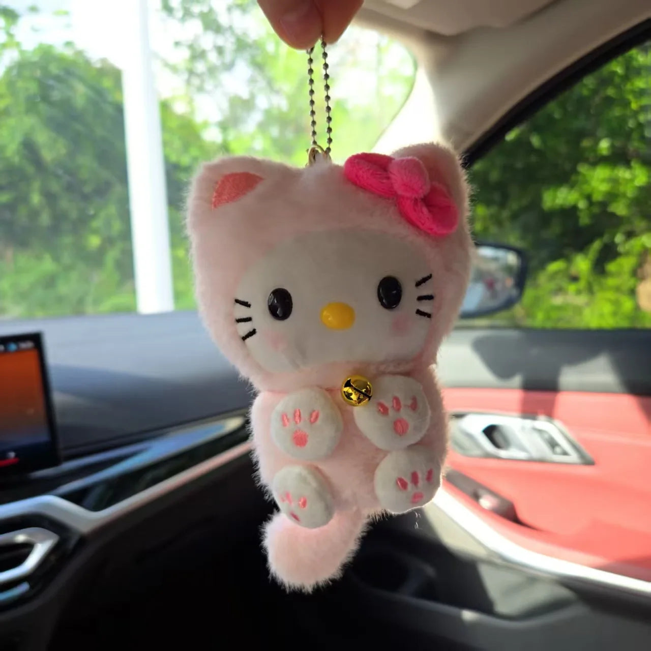 Hello Kitty White & Pink  Plush Bag Charm – Cute Kawaii Keychain & Soft Stuffed Accessory