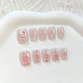 10Pcs Hello Kitty Press-On Nails – Cat Eye French Short False Nails – Handmade Wearable Manicure Nail Tips Set for Girls