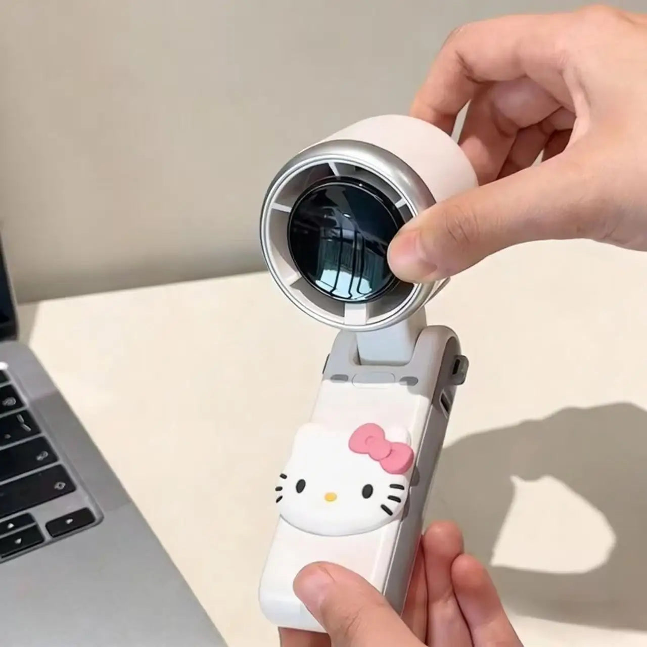 Hello Kitty USB Rechargeable Handheld Fan – Silent Portable Foldable Neck & Travel Cooling Fan